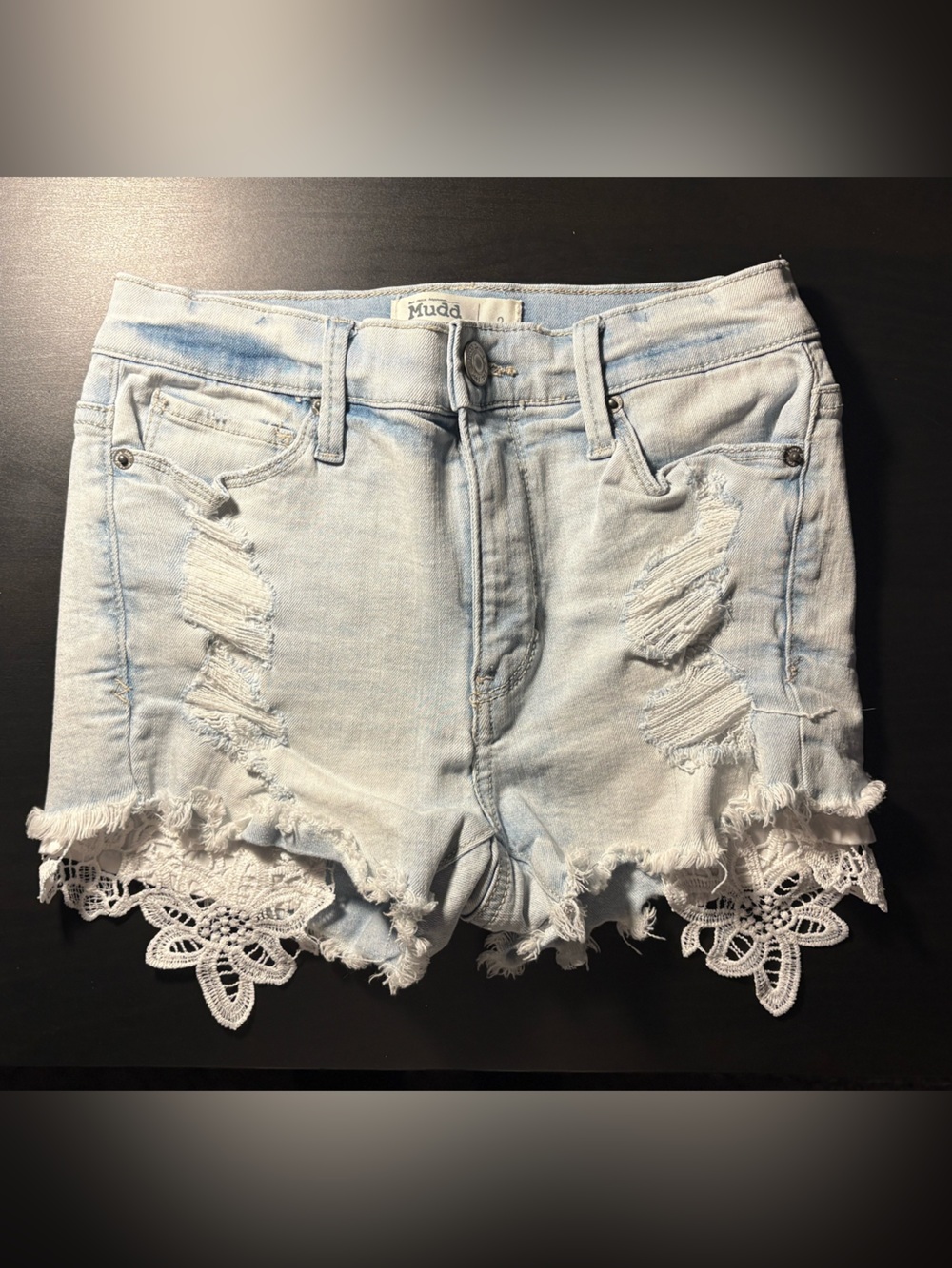 Mudd Distressed Denim Shorts Size 3 Low Rise Jean Shorts